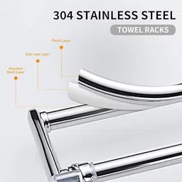 jabon bagno Space-Saving Stainless Steel Folding Towel Rack - 4 Hooks & Top Shelf - 24 Inch Silver Towel Holder image 3