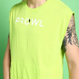prowl by tiger shroff Men Printed Round Neck Cotton Blend Light Green T-Shirt image 5