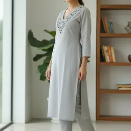 ricf royals india fashion collection Women Cotton Blend Kurti Pant Set image 3
