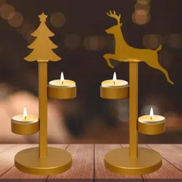 i r impex Gold Plated 2 - Cup Candle Holder Set image 2