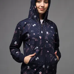 ewools Women Full Sleeve Printed Hooded Sweatshirt image 3