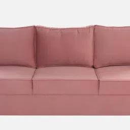 casacraft from pepperfry Nyson Velvet 3 Seater Sofa In Blush Pink Color image 4