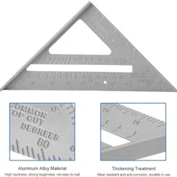 vrutwa Double Side Scale Aluminium Alloy Metric Triangle Measurement Hand Tool Ruler Ruler image 4