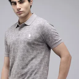 u.s. polo assn. Men Printed Polo Neck Pure Cotton Grey T-Shirt-picture-13