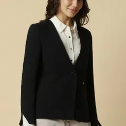 allen solly Women Solid Single Breasted Formal Blazer image 4