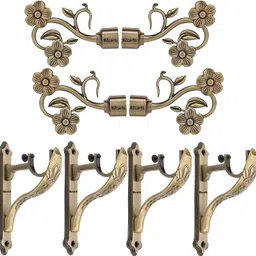 bzcarts Beige Curtain Knobs, Curtain Rods, Rod Rail Bracket, Curtain Hooks Metal-picture-18