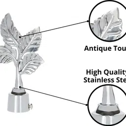 inkart Silver Curtain Knobs, Rod Rail Bracket Metal image 4