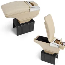 oshotto PU Leather AR-01 Car Armrest Console Box For Slavia Beige Car Armrest image 4