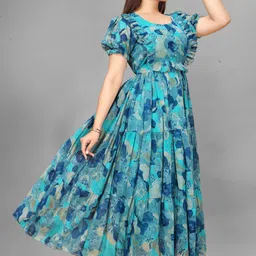 eightone Women Maxi Light Blue Knee Length Dress image 3