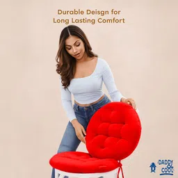 daddy cool Microfibre Cushion Pack of 2 Solid Round Velvet Cushion 16x16 Inch image 3