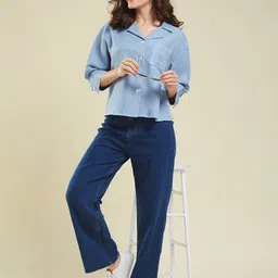 j turritopsis Women Regular Fit Solid Casual Shirt image 2