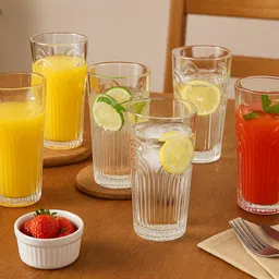 gitaemporium (Pack of 6) Ripple Design Glass Tumbler Set – 6 Pieces, 255ml Transparent Drinking Glasses Glass Set Water/Juice Glass-picture-20