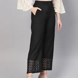 juniper Women Relaxed Black Cotton Blend Trousers image 3