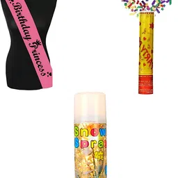 Party Popper snow spray birthday girl sash combo pack for birthday party-image-18