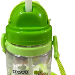 npe Water Bottle with Straw & Strap for Kids Anti Leak Water Bottle for Boys & Girls 400 ml Water Bottle image 2