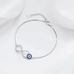 zavya Infinity Evil Eye 925 Silver Anklets | With Certificate of Authenticity Sterling Silver Anklet image 2