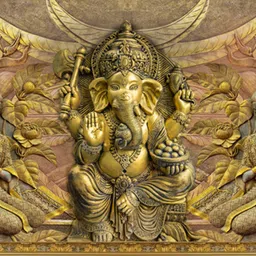 masstone Ganesha God Religious Sparkle Coated Self Adhesive Painting Without Frame Digital Reprint 24 inch x 36 inch Painting image 1