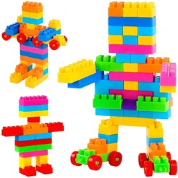 kidsbuddy DIY Plastic Building Blocks for Kids 50+ Pcs image 2