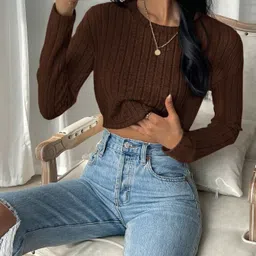 drfashion Casual Regular Sleeves Self Design Women Blue Top image 3