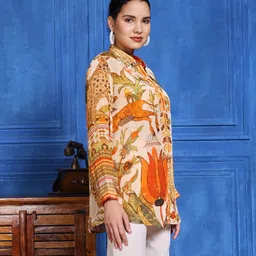 meena bazaar Women Printed Crepe Straight Kurta image 2