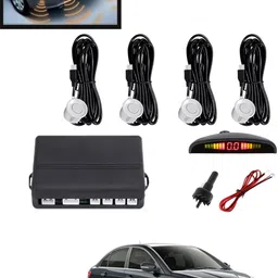 maties 4Pcs White Reverse Parking Sound Warning sensor for car Protection-331 Car Reverse Parking White 4 Sensor With LED Display/Buzzer -331 Parking Sensor-picture-34