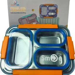 glamnjoy Stainless Steel Bento Lunch Box for Kids/School- Leak-Proof Tiffin 3 Containers Lunch Box image 1