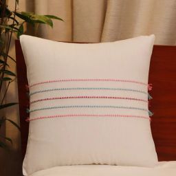 White Woven Poly Canvas 16 x 16 Inches Cushion Cover by Zeba-picture-14