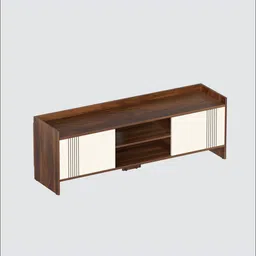 bluewud Charley TV Console In Brown Maple & White Colour image 4