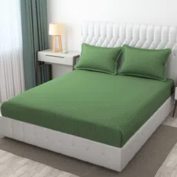 cozy queen 300 TC Satin King Striped Flat Bedsheet image 1