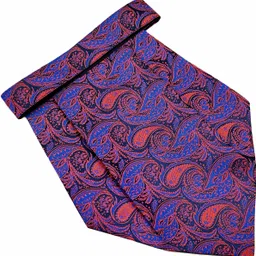 VOICI Paisley Design Blue & Red color pocket square and Cravat image 4