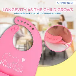 atharv nest Silicone Baby Bib For Feeding Adjustable Neckline BUY 1 GET 1 FREE image 2