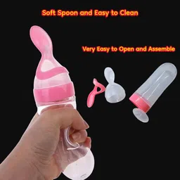 vrindaaccess Silicone Squeeze Feeding Spoon Bottle for Babies 2-in-1 Feeder & Spoon - Silicone image 4