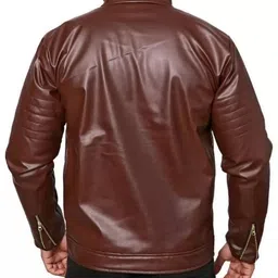 houseofcommon Men Solid Leather Jacket image 2