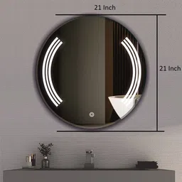 khushi decors 21 x 21 - 3 Line Round Led Bathroom Mirror image 2