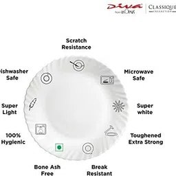 treandcard Pack of 6 Opalware ?Dinner Plate Dinner Set image 2