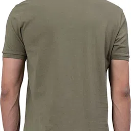 red tape Men Solid Polo Neck Pure Cotton Green T-Shirt image 3