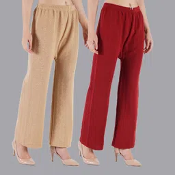crown king garments Pack of 2 Women Relaxed Multicolor Wool Trousers-picture-11