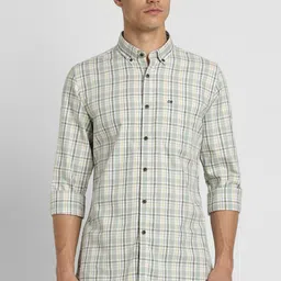 peter england Men Slim Fit Checkered Button Down Collar Casual Shirt-picture-24