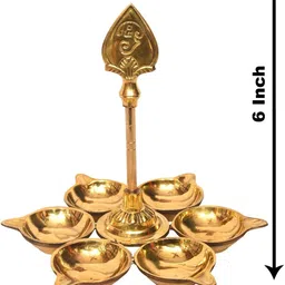 sundar Brass Murugan Vel Vilakku Gold Brass Table Lantern image 2