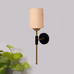 new era Antique Gold Wall Lamp with Beige Jute shade image 2