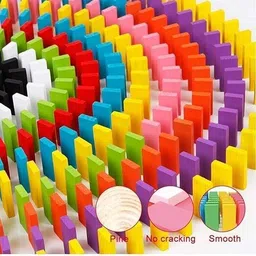 dkbenterprise 120Pcs Wooden Dominos Blocks Set, Kids Game Educational Play Toy image 2