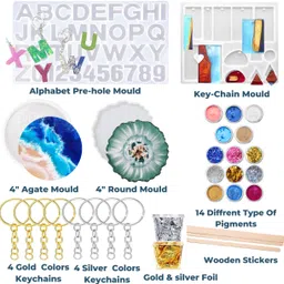 craftinger Diy Resin Art Kit With Coaster Keychain Mould and colors image 2