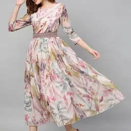 fabfinds Women A-line Multicolor Midi/Calf Length Dress image 3