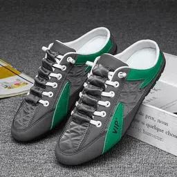 pamaba Stylish Men's Half Back Open Backless Footwear, Lace Up Outdoor Casual Sneakers For Men image 3