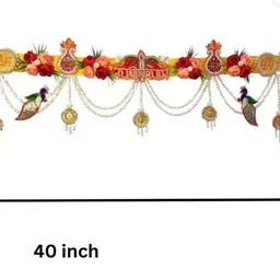 mizwiist solutions Traditional DecorativeToran with Jai Shree Shyam,Flowers,Peacock Design & Latkan Toran image 2