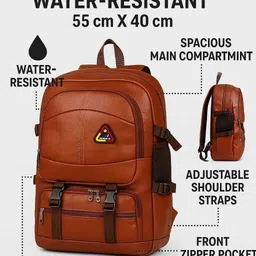 tagvin Stylish PU Leather Backpack |Travel Bag | Large Capacity | Trekking Waterproof Backpack image 5
