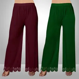kiran impex Pack of 2 Women Straight Fit Multicolor Lycra Blend Trousers image 1