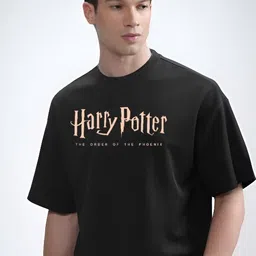 harry potter x royal stance Men Graphic Print Round Neck Cotton Blend Black T-Shirt-picture-27