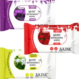 skinic Refreshing Wet Tissue Combo- Rose, Lavender, Jasmine-3 Packs×25 Wipes-picture-17