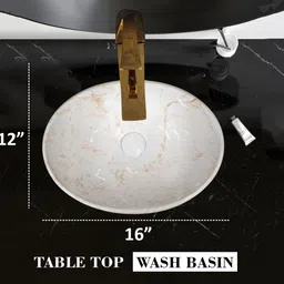 frozo Table Top Premium Ceramic Wash Basin(M.10) (16*12*6) (16*12*6)(UPD.1010) Wall Hung Basin image 4